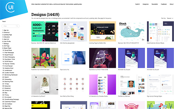 Collectui - 基于dribble的每日资讯推荐社区：一般都是从dribble里边今挑细选出来的优秀作品。另外精准的设计分类比如，注册，导航等给设计师提供了很多方便。设计师可以更加明确的去找自己想要的设计！