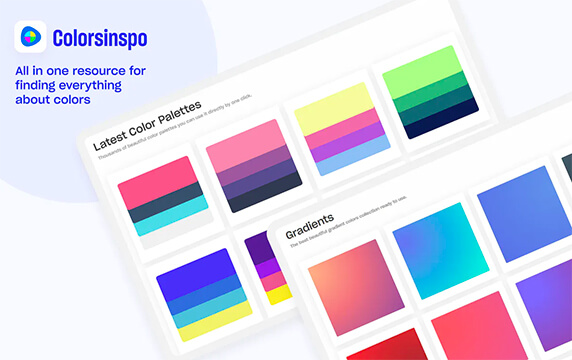 Colorsinspo - 一站式配色工具网站：Colorsinspo汇集了所有资源，可轻松地查找有关配色的所有信息。