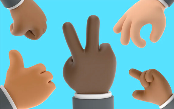 3000-Hands - 3000个免费的各种手势库：网站上有25个手势、10种角度、6种肤色的免费手势。