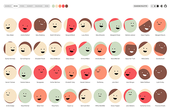 Boring Avatars - 可自定义颜色的SVG圆形头像：一个基于文本生成SVG圆形头像的网站Boring Avatars，它支持自定义颜色、可直接复制SVG代码，是一个挺有趣的小工具