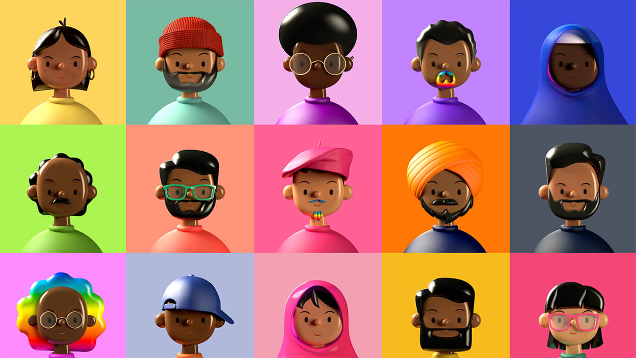 Toy Faces Library - 3D头像库：Toy Faces是一个有趣的多样化的3D头像库，供您的设计和个人使用，帮助你的设计更加有趣和多样化。