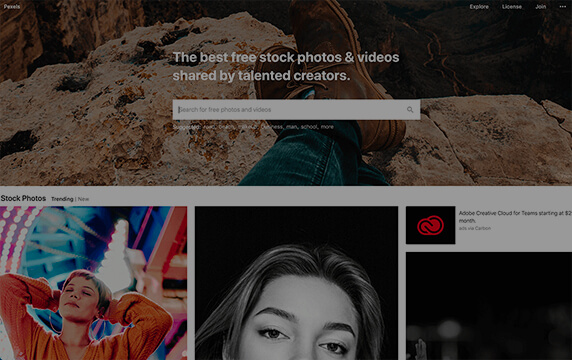 Pexels - 免费高品质图片下载网站：提供海量共享图片素材，每周都会定量更新，所有的图片都会显示详细的信息，例如拍摄的相机型号、光圈、焦距、ISO、图片大分辨率等，高清大图质量很不错。