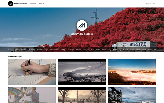 Mazwai - 免费视频素材网站：Mazwai是一个多类别的免费下载视频的网站，内含免费商用的视频。