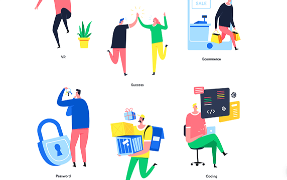 Whoosh - 一组精美的免费插画：推荐一组精美的免费插画，可用于网站或移动端应用程序上，插画的分类有社交、编程、404、成功、登录等等，免费用户可以下载所有的png格式。