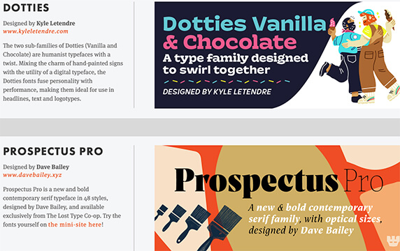 Lost Type - 自费式创意字体：自费式创意字体下载站是一个优秀的字体下载网站，该网站提供购买式的自选模式，用户可以自定义价格来购买所有的字体素材。