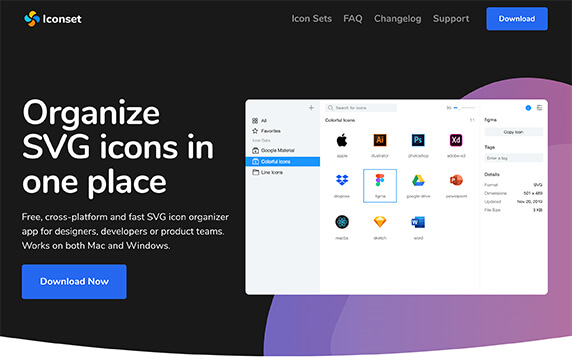 Iconset Manager - 一键查找和使用图标：通过在Iconset Manager应用中使用集合或标签进行组织，图标始终唾手可得，将图标从Iconset直接拖到您喜欢的工具中！借助此多合一图标管理器，无需再安装任何插件。