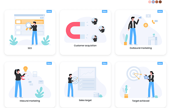 Illustration Kit - 每天更新的高级开源插画集合：一个每天更新的高级开源插画集合，目前有110多个场景、55个以上的人物角色，可免费用于个人和商业项目中。