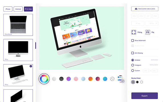 MokupFrames - 免费的高逼格样机神器：它是一款可以快速制作样机的客户端工具，支持Windows/Mac，只需要上传准备好的图片或视频即可在不同的设备上生成渲染后的高逼格作品。