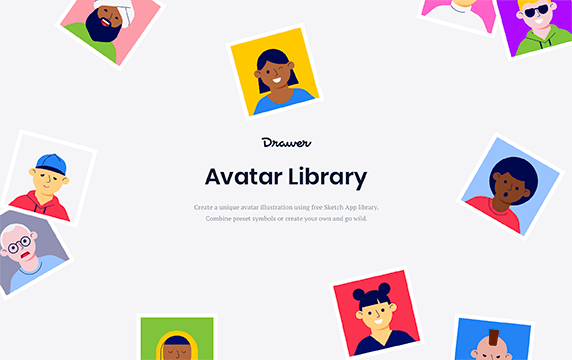 Avatar-Library - 免费的头像插画：使用免费的Sketch或Figma库创建一个独特的头像插图。