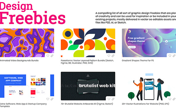 Freebies.ByPeople - 精选的免费赠品：Freebies.ByPeople网站整合了多种有用的资源，比如：字体、图标、GUI套件、代码插件、3D模型、软件/Web Apps等等，并且全部都是免费的、可用于个人或商业用途。