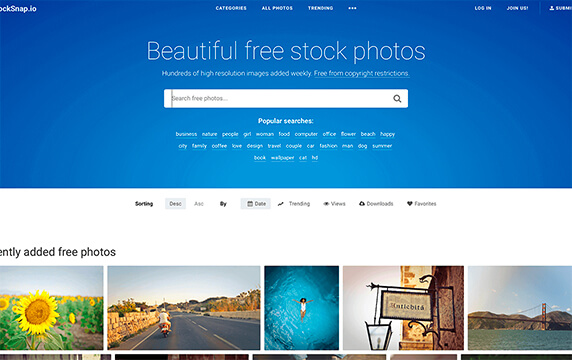 StockSnap - 精美、高品质的照片：StockSnap 免费提供精美、高品质的照片，并且每周增加数百个高分辨率图像，你可以将图片免费运用到个人或商业用途。