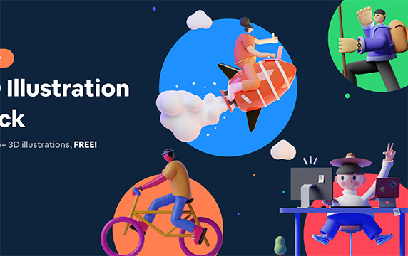 3D-Illustration - 个性十足的高质量3D插画：一组手工制作个性十足的高质量3D插画，支持Figma格式，可以导出PNG、SVG、JPG、PDF，可以免费用于个人项目中。