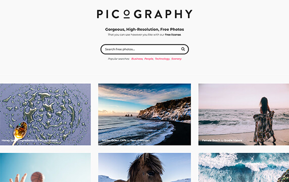 Picography - 绚丽、高分辨率的免费照片：Picography是一个免费的高清摄影图片，这里是有少数专业摄影师共同维护的摄影图片分享网站。