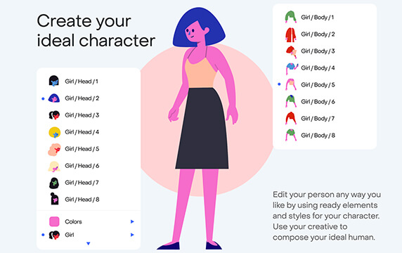 Stubborn Generator - 25个酷角色：Stubborn Generator是一套包含25个酷角色、50个背景物品和20个场景的免费插画图库。