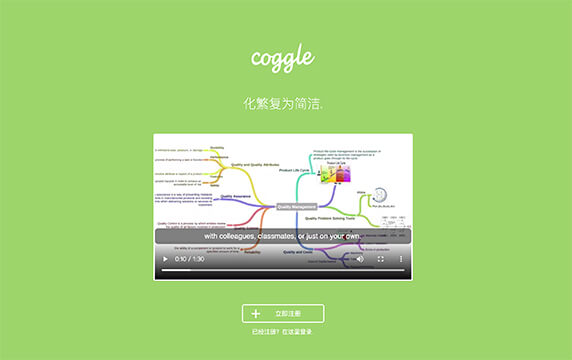Coggle - 化繁为简的思维导图工具：Coggle 是一款简约漂亮的思维导图工具，轻量级，需要 Google 账号，可导出 PDF、PNG、TXT 格式，支持多人协作，嵌入网页等等。