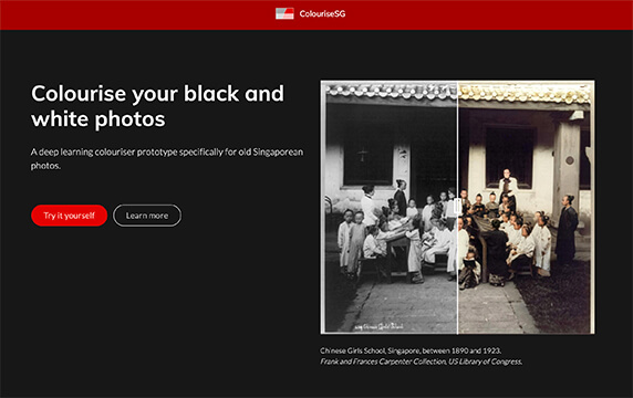 Colourise - 在线黑白照片着色工具：一个将黑白照片智能转为彩色的网站Colourise，它是基于GAN而开发的一个给老照片着色的项目。