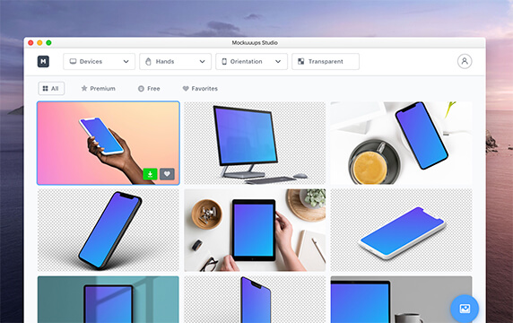 Mockuuups Studio - 500+个场景的即时模型生成器：网站上更多的是场景类的模型，想要融入场景的设备模型和手持模型的可以来这里找，有不少免费的高清样机模型。