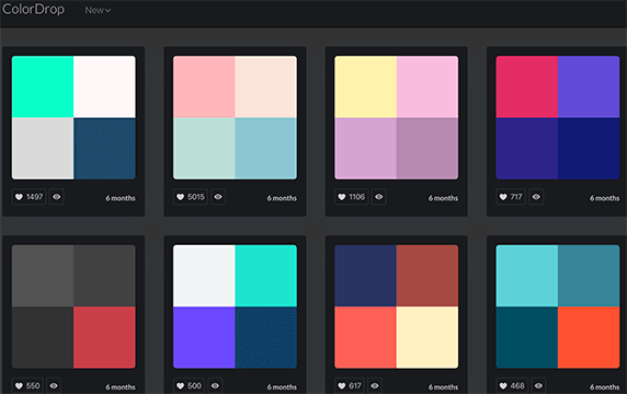 ColorDrop - 在线颜色组合调试工具：ColorDrop 是一个提供设计开发上绝佳的色彩的来源站点,帮助设计师在线调试颜色组合。