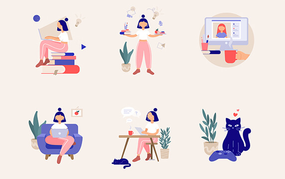Remote Work Illustrations - 25+免费的远程工作矢量插画：一组远程工作的矢量插画，质量很高，插画支持SVG、PNG、Figma和AI格式，可免费用在个人和商业项目中。