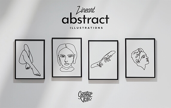 Abstract Illustrations - 免费艺术线条抽象矢量插图：线条艺术矢量插图在当今正在流行，并且这种流行性不容忽视。从包装和纹身设计到logo模板和品牌元素，到处都可以看到它们。
