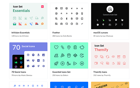 Icon Sets - 免费的SVG图标集：Icon Sets提供了14个图标集，每个不同类型的图标集都有很多图标，可免费用在项目中。