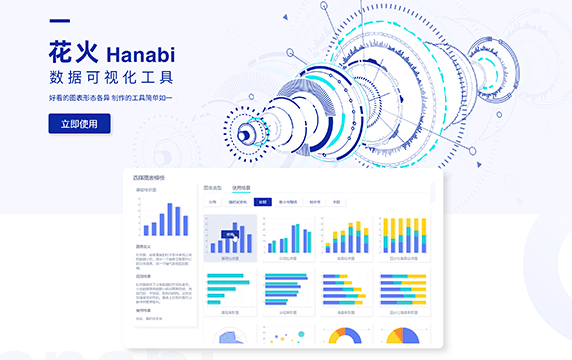 花火Hanabi - 数据可视化工具：免费的在线图表制作工具，操作简单，降低可视化信息生产门槛，好看的图表形态各异，制作的工具简单如一。