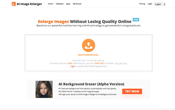 AI Image Enlarger - AI人工智能图片放大工具：imglarger是一款基于人工智能学习及人工智能技术的图片放大而不失真的图片处理工具。