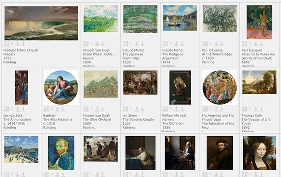美国国家艺术馆 - 超过5万个艺术品图像：美国国家艺术馆提供了包括梵高、莫奈等大师作品的图像，可免费下载。