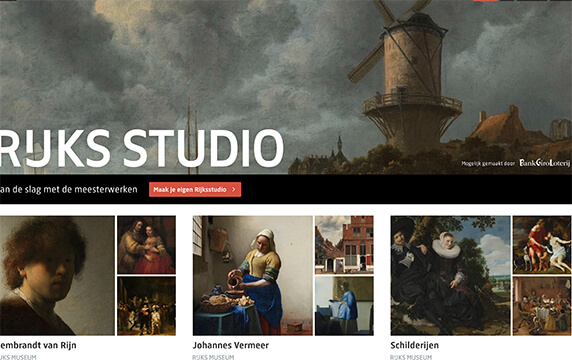 荷兰国立博物馆 - 数十万艺术作品免费下载：在荷兰国家博物馆可搜索、查找许多馆藏作品，收录的作品以画作为主，也有其他早期历史收藏，通过数位方式为这些作品提供高清晰度的照片，尺寸可达4500×4500像素，免费不可商用。