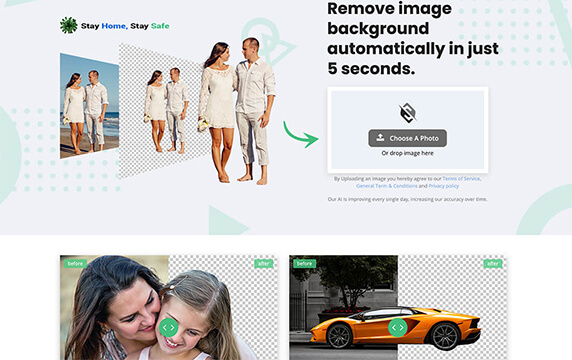 Slazzer - 5秒一键抠图去除背景：Slazzer是基于AI的技术可以在短短几秒钟内自动删除图像背景，只需要5秒钟即可实现一键抠图去除背景，同时Slazzer也在不断的根据AI技术进行改进，目的为了不断的提升准确率。