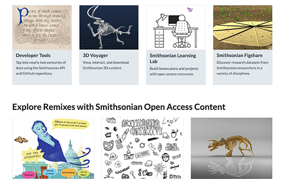 史密森协会 - 数百万个Smithsonian的图像：您可以更轻松地访问网站上收藏的近300万个2D和3D数字产品，其中还包括史密森尼博物馆（Smithsonian）的19个博物馆、档案馆、国家动物园的图像和数据。