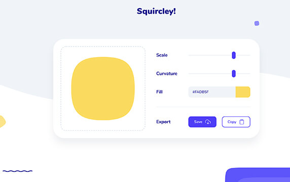 Squircley - 漂亮的形状生成工具：Squircley可以为你的设计增加一些美感，这些形状可用于Logo、图标、背景图像等场景，可以复制和下载svg代码。