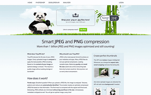 TinyPNG - 经典在线压缩网站：经典在线压缩网站，一次性可最多压缩20张不超过5MB的.png或.jpg图片，压缩完直接下载图片即可。